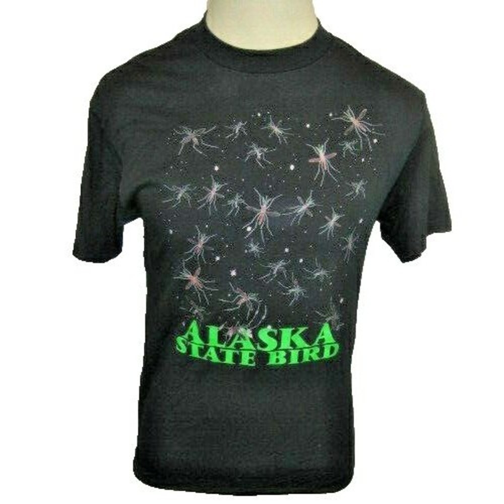 Womens Tee Jays Black Graphic "Alaska State Bird" Casual T-Shirt Top sz XL